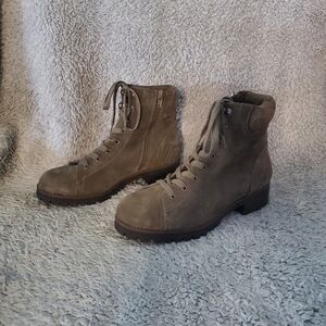 Crown Vintage Boots Otter Ankle Combat Grayish-Tauoe Suede Leatger Lace Up 7.5